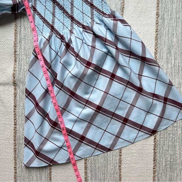 Hill House The Athena Matilda Plaid Short Puff Sleeves Mini Nap Dress Women’s XS - Picture 5 of 8